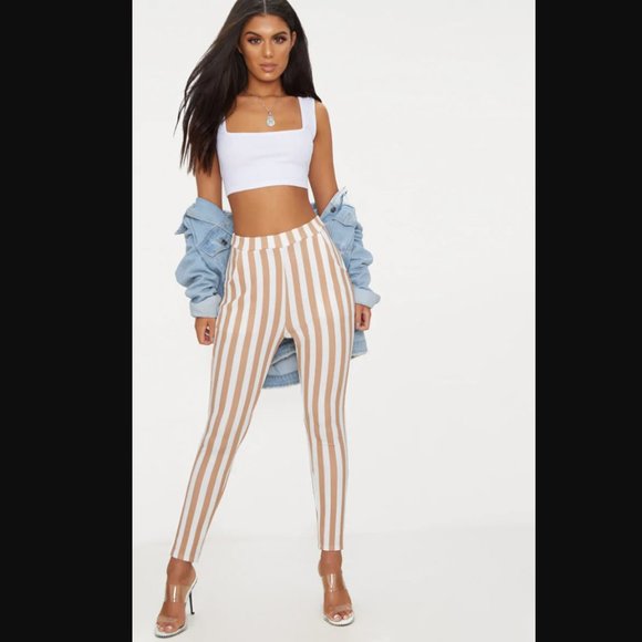 pretty little thing striped trousers